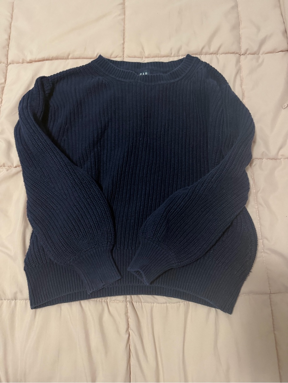 Navy Ribbed Knit Sweater